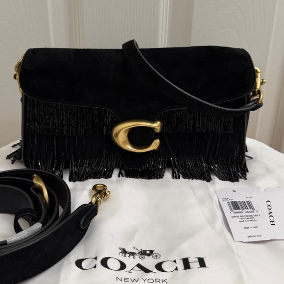 Coach Handbags - Coach Black Beaded Fringe Tabby